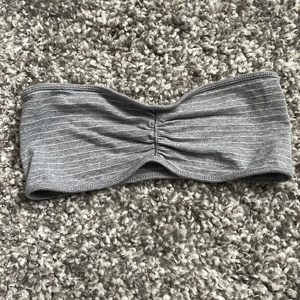 💕4/$20 Garage Grey Striped Bandeau with Ruching 💕